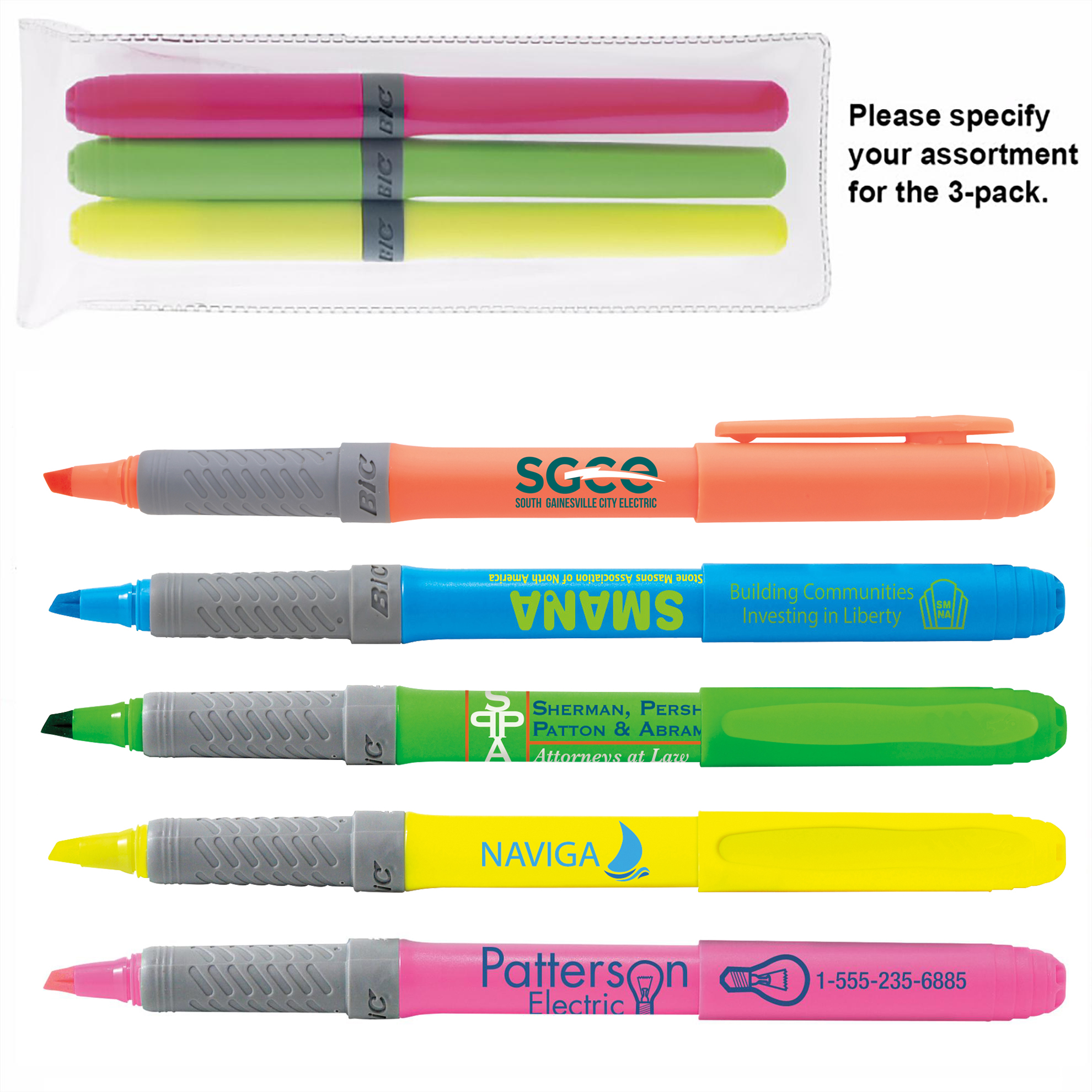 BIC® Brite Liner Grip™ 3-Pack 2