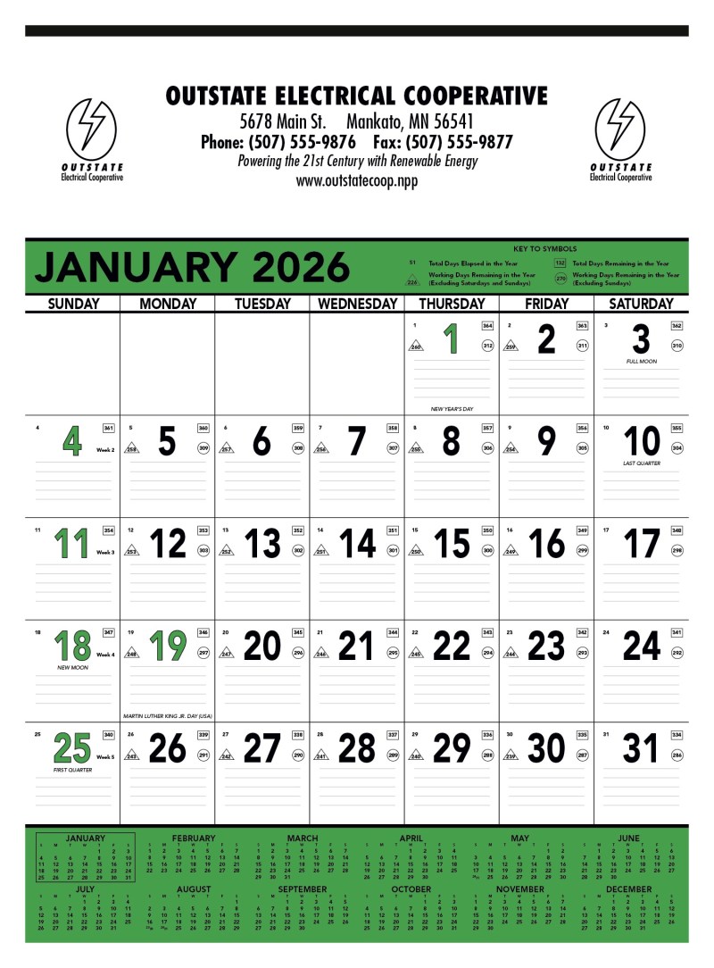 Triumph® Calendars Green & Black Contractor Memo Calendar 2 Triumph® Calendars Green & Black Contractor Memo Calendar 2