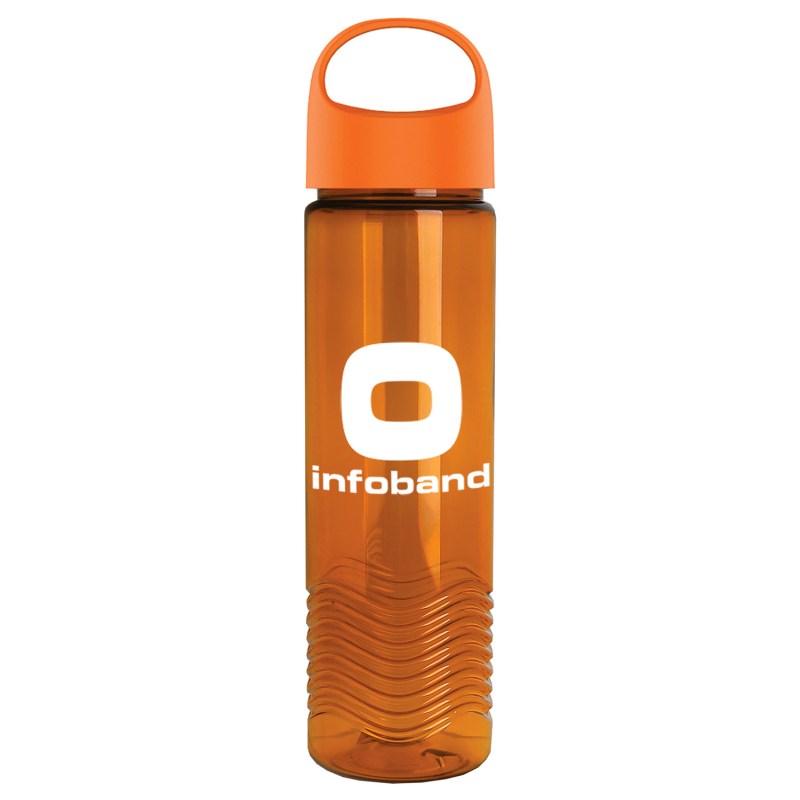24 Oz. Transparent Wave Bottle w/Oval Crest Lid 1 24 Oz. Transparent Wave Bottle w/Oval Crest Lid 1
