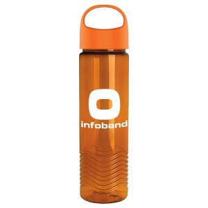 24 Oz. Transparent Wave Bottle w/Oval Crest Lid 1 24 Oz. Transparent Wave Bottle w/Oval Crest Lid 1