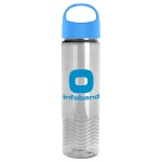 24 Oz. Transparent Wave Bottle w/Oval Crest Lid - Clear/Cyan Blue 24 Oz. Transparent Wave Bottle w/Oval Crest Lid - Clear/Cyan Blue
