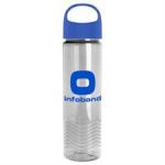 24 Oz. Transparent Wave Bottle w/Oval Crest Lid - Clear/Royal Blue 24 Oz. Transparent Wave Bottle w/Oval Crest Lid - Clear/Royal Blue