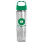 24 Oz. Transparent Wave Bottle w/Oval Crest Lid - Clear/Green 24 Oz. Transparent Wave Bottle w/Oval Crest Lid - Clear/Green