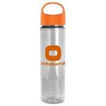 24 Oz. Transparent Wave Bottle w/Oval Crest Lid - Clear/Orange 24 Oz. Transparent Wave Bottle w/Oval Crest Lid - Clear/Orange