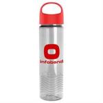 24 Oz. Transparent Wave Bottle w/Oval Crest Lid - Clear/Red 24 Oz. Transparent Wave Bottle w/Oval Crest Lid - Clear/Red