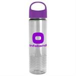 24 Oz. Transparent Wave Bottle w/Oval Crest Lid - Clear/Violet Purple 24 Oz. Transparent Wave Bottle w/Oval Crest Lid - Clear/Violet Purple