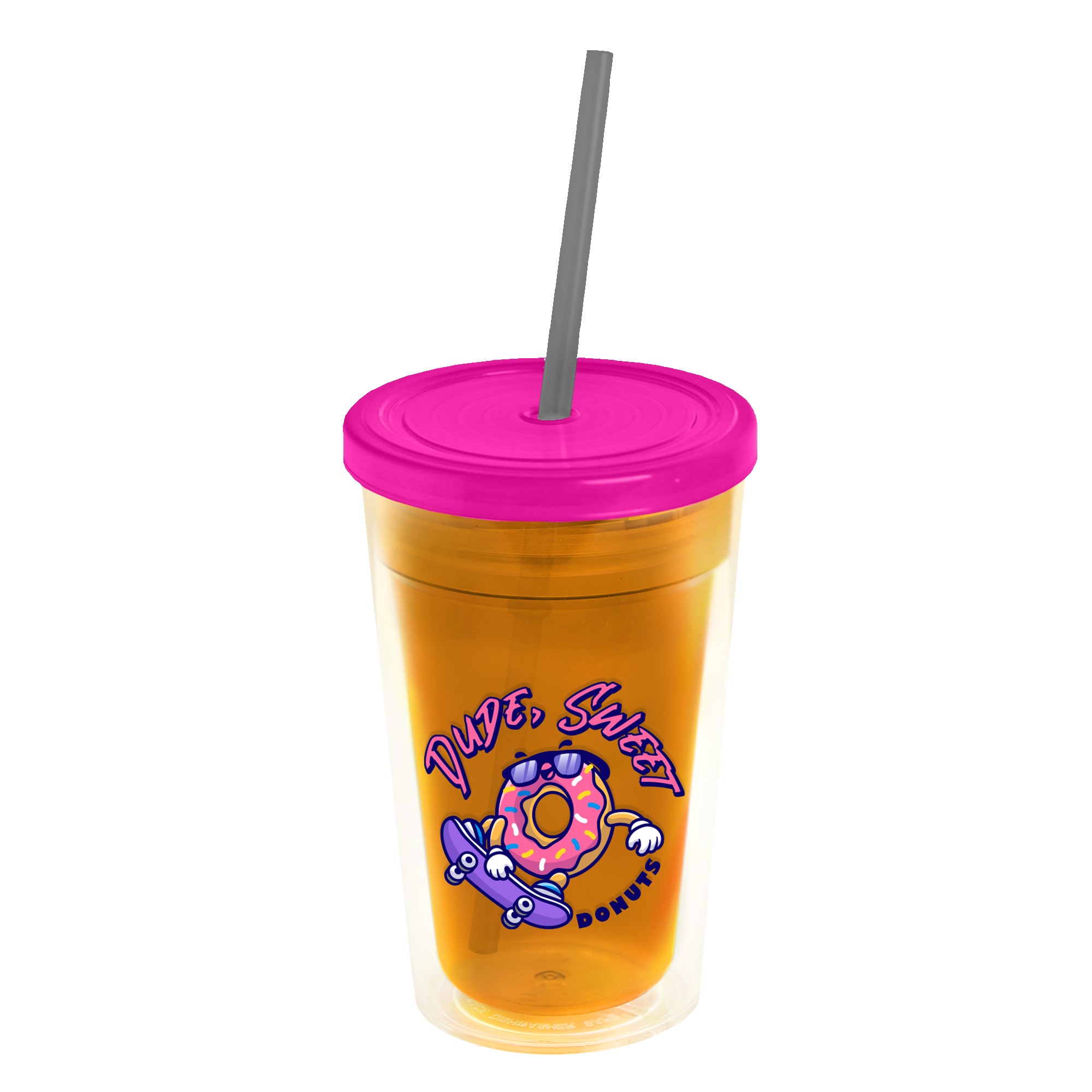 Garyline® Transparent Tumbler with Straw Lid - 16 oz. 2