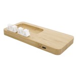 Bamboo 10W Wireless Charging Pad with Cable Organizer - angled Bamboo 10W Wireless Charging Pad with Cable Organizer - angled