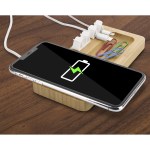 Bamboo 10W Wireless Charging Pad with Cable Organizer - lifestyle Bamboo 10W Wireless Charging Pad with Cable Organizer - lifestyle