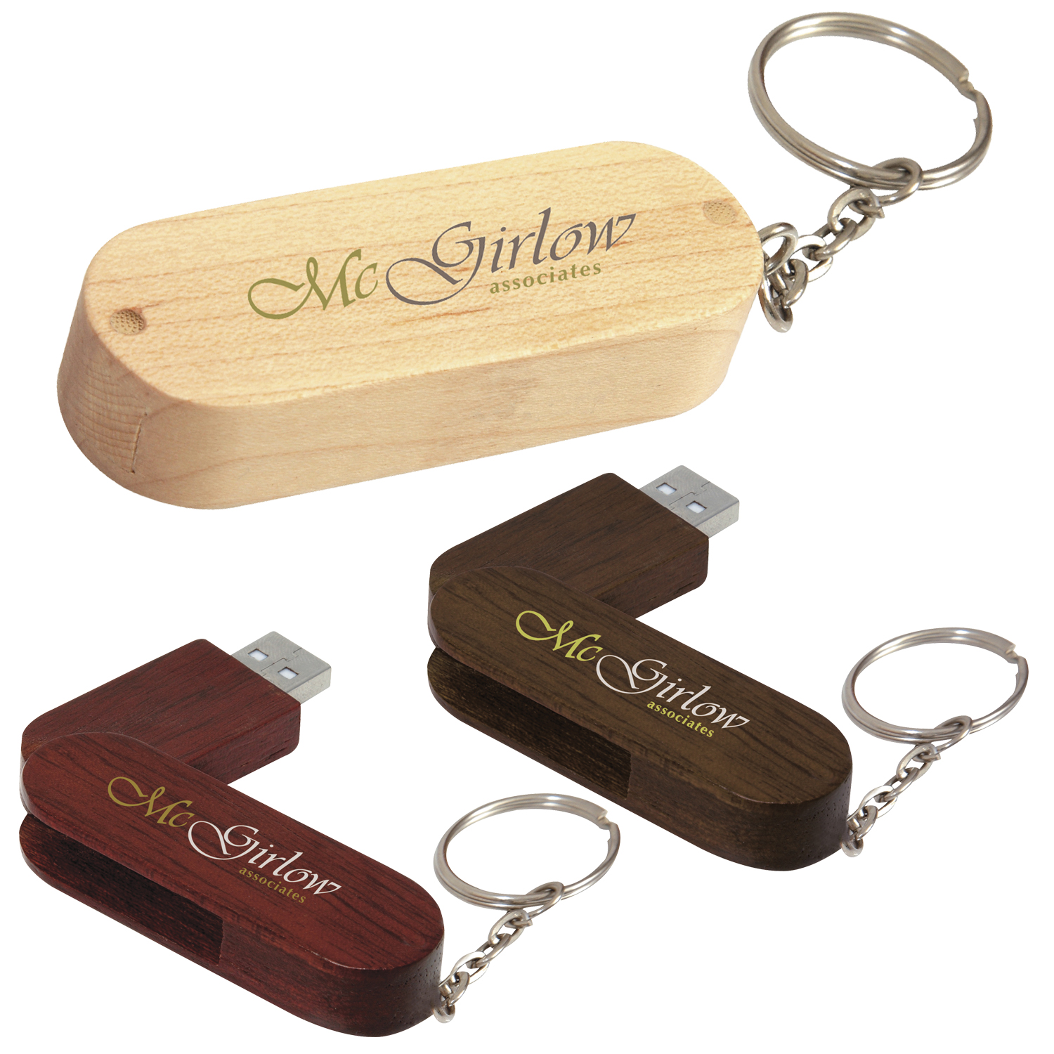 Universal Source® 8 GB Bamboo Bullet Keyring USB 2.0 Flash Drive 2