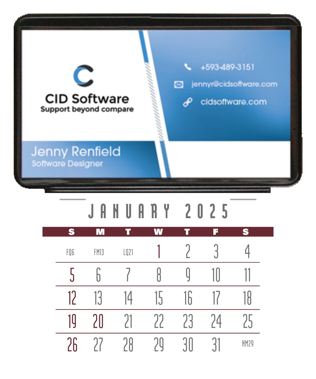 Triumph® Calendars Press-N-Stick Business Card Holder (No Imprint) With Calendar Pad 2