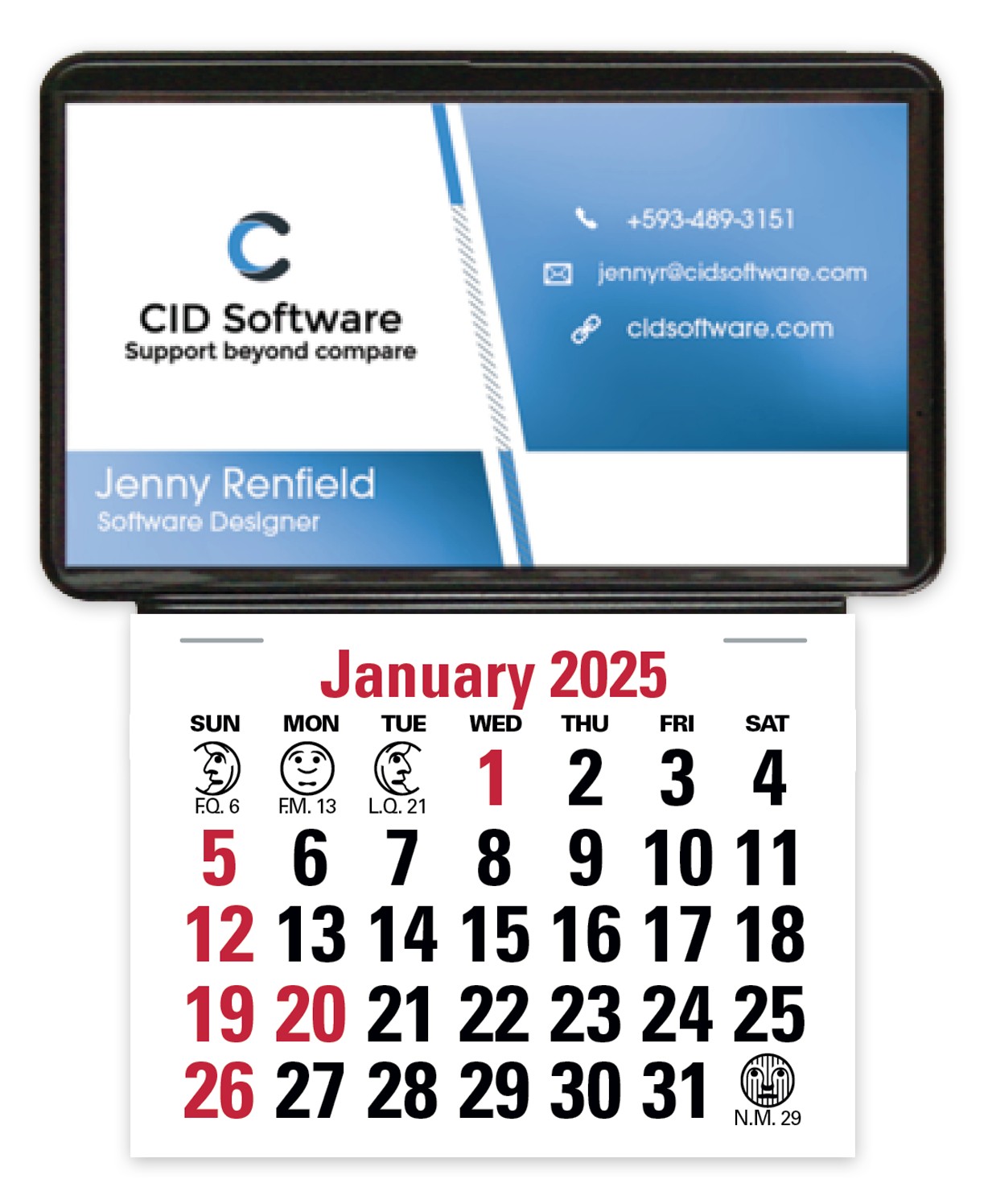 Triumph® Calendars Press-N-Stick Business Card Holder (No Imprint) With Calendar Pad 2