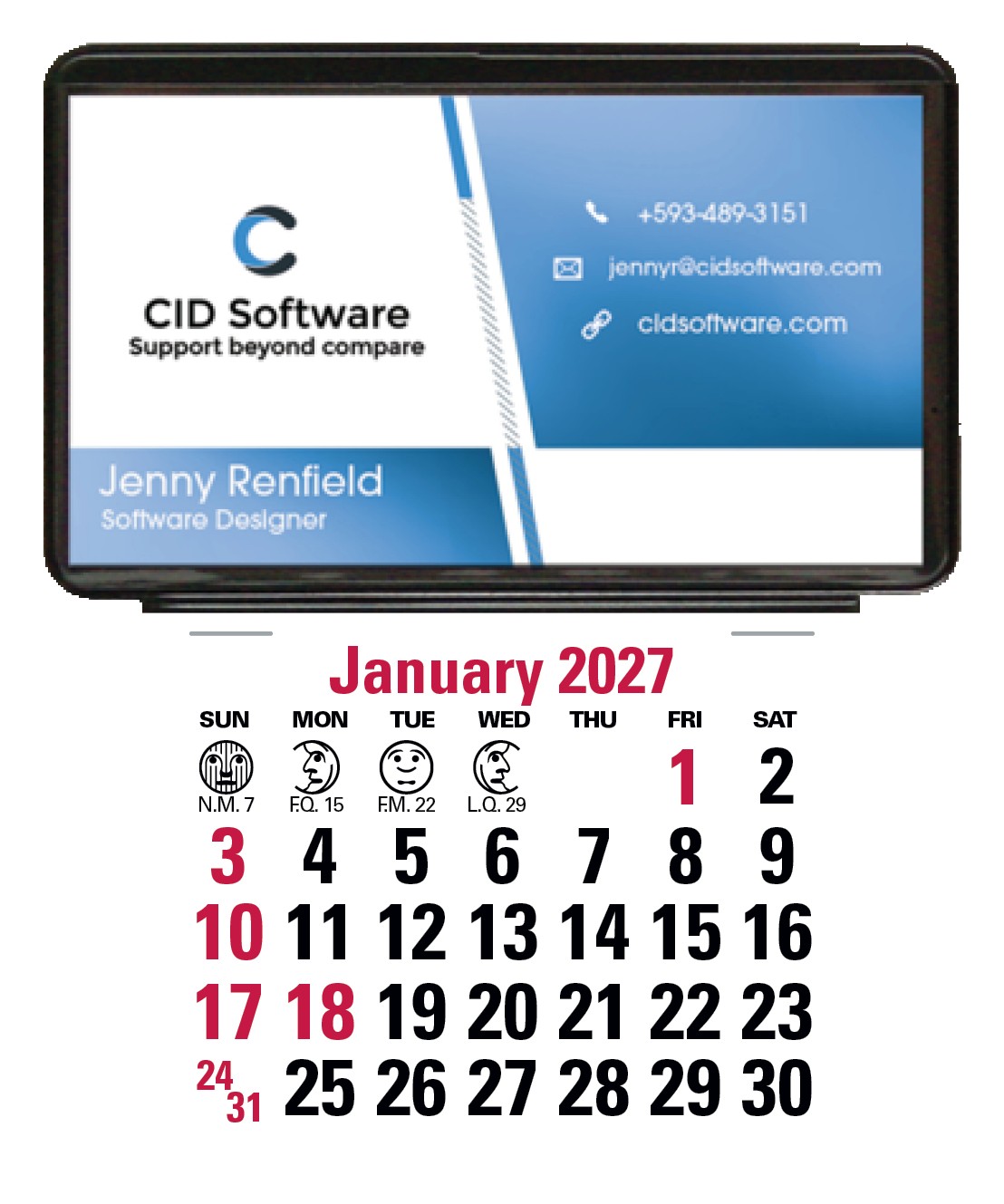 Triumph® Calendars Press-N-Stick Business Card Holder (No Imprint) With Calendar Pad 2