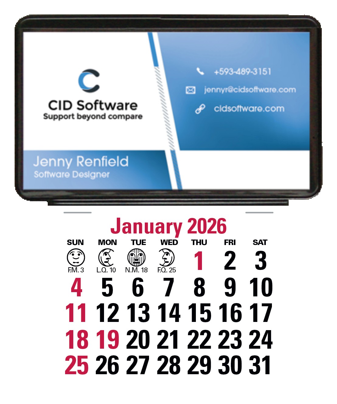 Triumph® Calendars Press-N-Stick Business Card Holder (No Imprint) With Calendar Pad 2