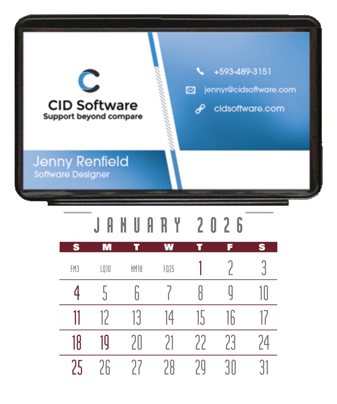 Triumph® Calendars Press-N-Stick Business Card Holder (No Imprint) With Calendar Pad 2