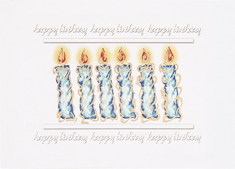 White Happy Birthday Blue Candles Everyday Greeting Card (5"x7") 1 White Happy Birthday Blue Candles Everyday Greeting Card (5"x7") 1
