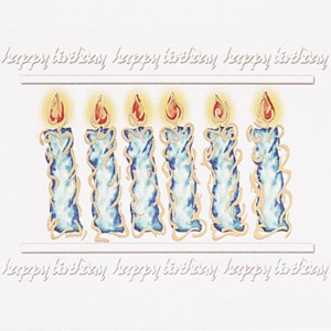 White Happy Birthday Blue Candles Everyday Greeting Card (5"x7") 1 White Happy Birthday Blue Candles Everyday Greeting Card (5"x7") 1