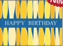 Blue Happy Birthday w/ Yellow Candles Everyday Greeting Card (5"x7") 1 Blue Happy Birthday w/ Yellow Candles Everyday Greeting Card (5"x7") 1