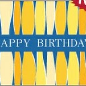 Blue Happy Birthday w/ Yellow Candles Everyday Greeting Card (5"x7") 1 Blue Happy Birthday w/ Yellow Candles Everyday Greeting Card (5"x7") 1