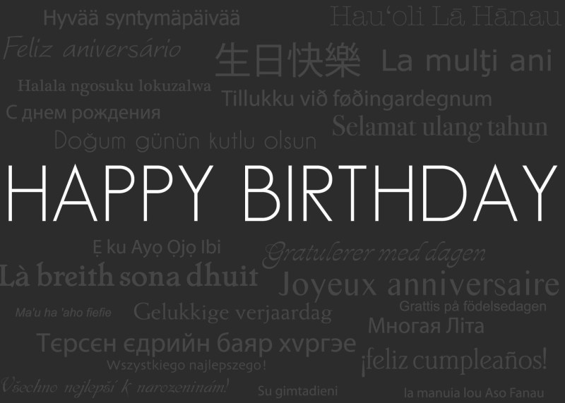 Horizontal Black Happy Birthday Everyday Greeting Card (5"x7") 1 Horizontal Black Happy Birthday Everyday Greeting Card (5"x7") 1