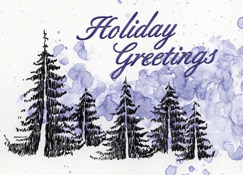 Classic-Forest Illustration Holiday Greeting Card 1 Classic-Forest Illustration Holiday Greeting Card 1