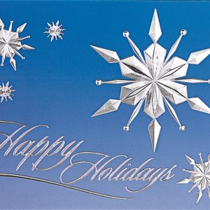 Classic-Raised Relief Snowflakes on Blue Sky Holiday Greeting Card (5"x7") 1 Classic-Raised Relief Snowflakes on Blue Sky Holiday Greeting Card (5"x7") 1