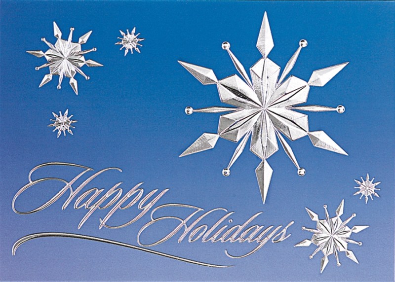 Classic-Raised Relief Snowflakes on Blue Sky Holiday Greeting Card (5"x7") 1 Classic-Raised Relief Snowflakes on Blue Sky Holiday Greeting Card (5"x7") 1