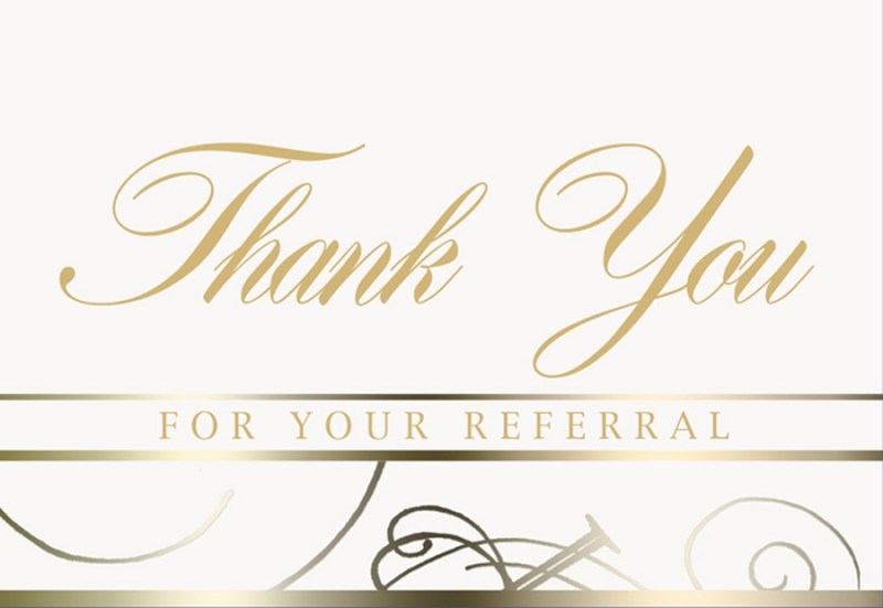 White Thank You Referral Everyday Note Card (3 1/2"x5") 1 White Thank You Referral Everyday Note Card (3 1/2"x5") 1