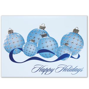 Classic-Raised Blue/ Silver Ornament Holiday Greeting Card 1 Classic-Raised Blue/ Silver Ornament Holiday Greeting Card 1