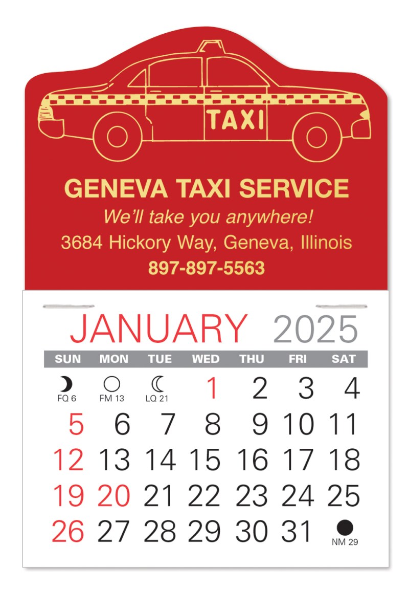 Taxi Shape Value Stick Adhesive Calendar 1 Taxi Shape Value Stick Adhesive Calendar 1