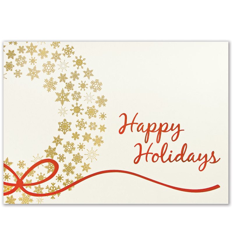 Premium-Gold Snowflakes Wreath Holiday Greeting Card 1 Premium-Gold Snowflakes Wreath Holiday Greeting Card 1