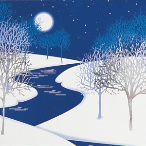 Classic-Cold Night Trees with Snow and River Holiday Greeting Card 1 Classic-Cold Night Trees with Snow and River Holiday Greeting Card 1
