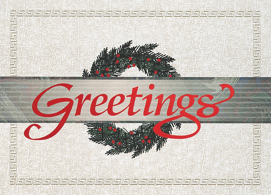 Classic-Wreath Greetings Holiday Greeting Card 1 Classic-Wreath Greetings Holiday Greeting Card 1