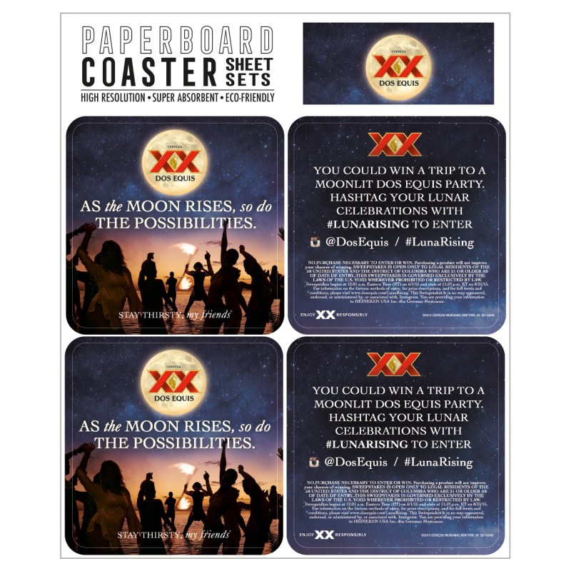 Paperboard Coaster Sheet Sets of 4 Paperboard Coaster Sheet Sets of 4