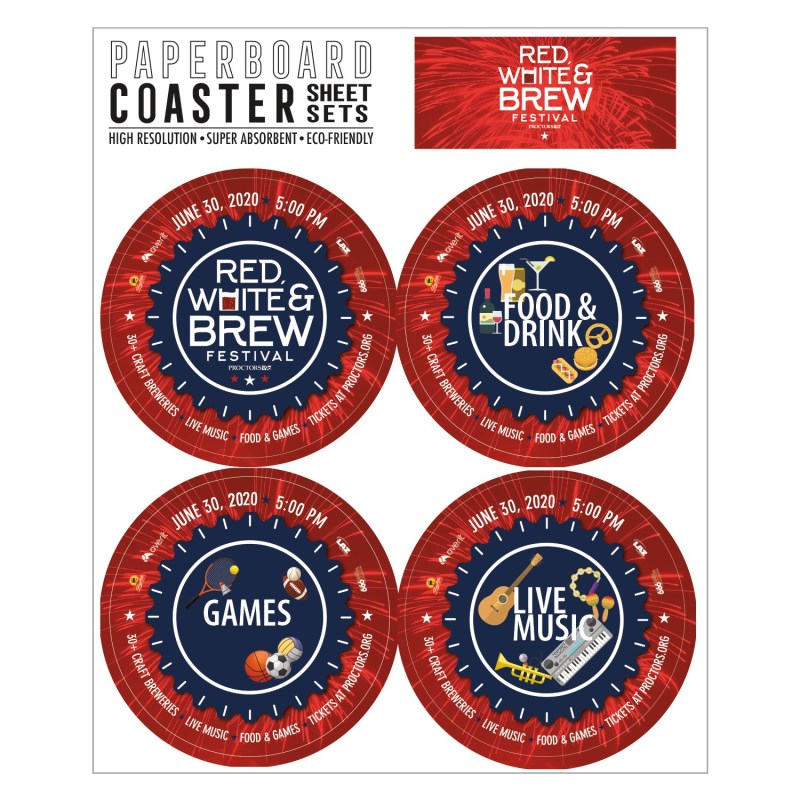 Paperboard Coaster Sheet Sets of 4 Paperboard Coaster Sheet Sets of 4