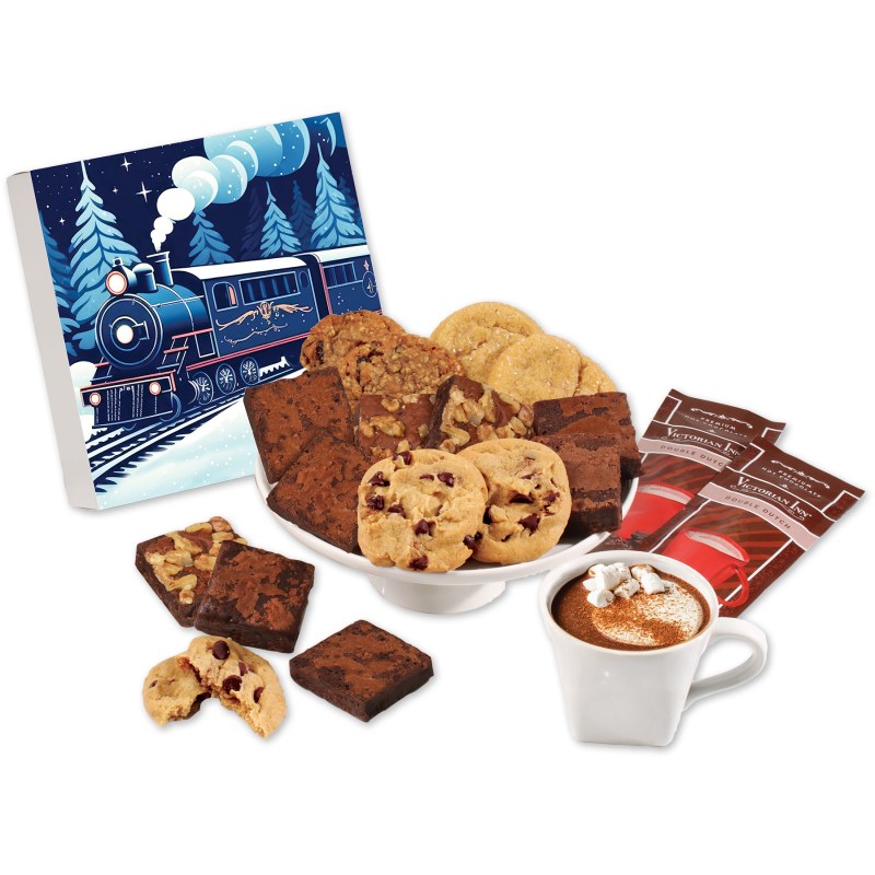 Gourmet Cookie & Brownie Gift Box with Holiday Train Sleeve 1 Gourmet Cookie & Brownie Gift Box with Holiday Train Sleeve 1
