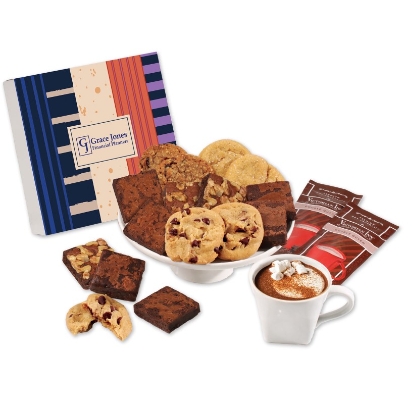 Gourmet Cookie & Brownie Gift Box with Stripes & Splatter Sleeve 1 Gourmet Cookie & Brownie Gift Box with Stripes & Splatter Sleeve 1
