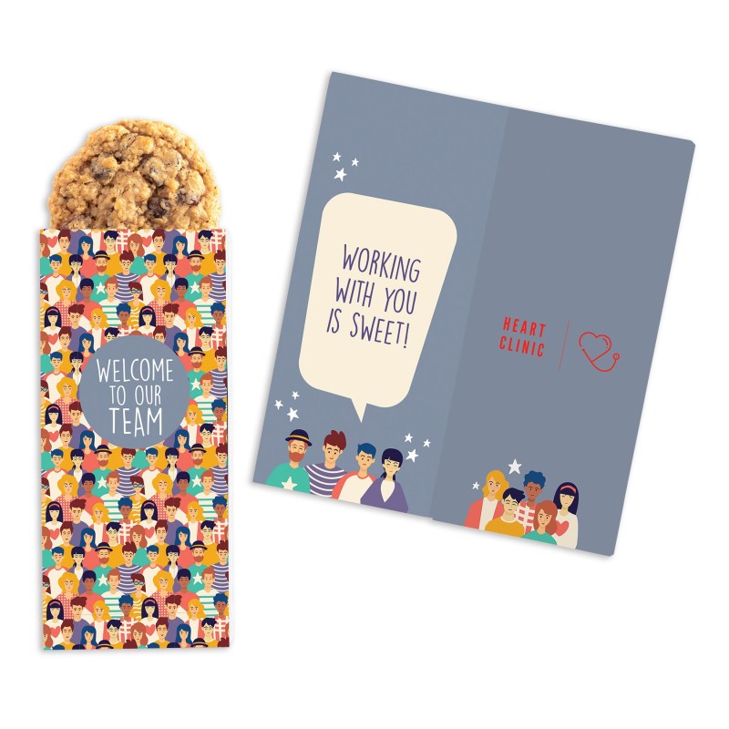 One Color Foil-Stamped Stock Welcome Sweeter Cards with Oatmeal Raisin Cookies 1 One Color Foil-Stamped Stock Welcome Sweeter Cards with Oatmeal Raisin Cookies 1