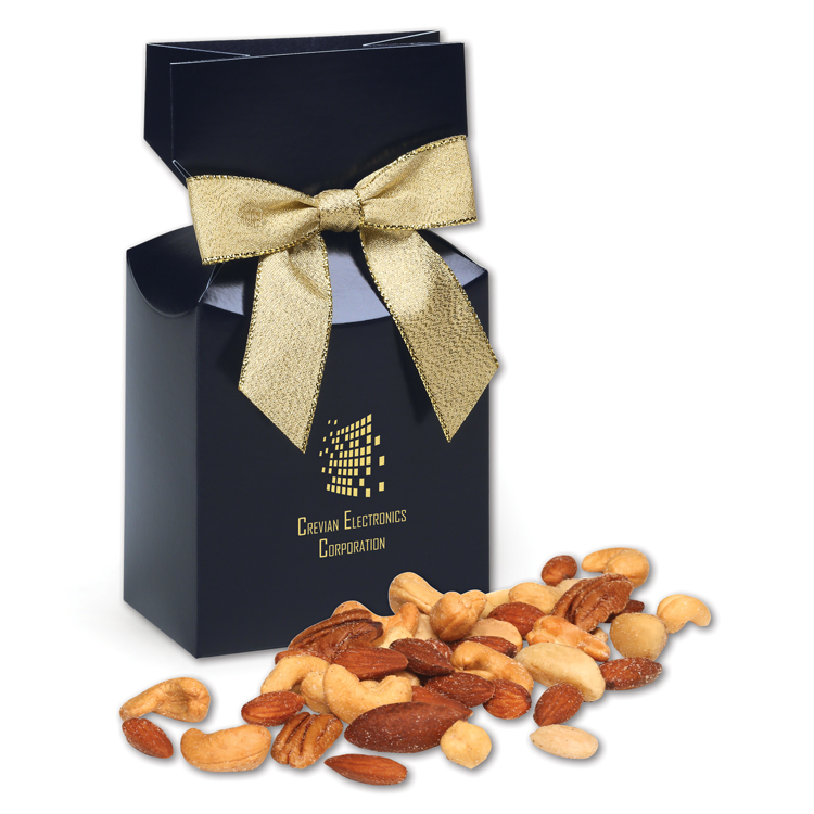 Navy Blue Gift Box w/Deluxe Mixed Nuts 1