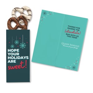 One Color Foil-Stamped Stock Holiday Sentiment Sweeter Cards with Chocolate Dipped Pretzels 1 One Color Foil-Stamped Stock Holiday Sentiment Sweeter Cards with Chocolate Dipped Pretzels 1