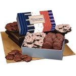 Peppermint Bark & Pecan Clusters in Gift Box with Stripes & Splatter Sleeve 1 Peppermint Bark & Pecan Clusters in Gift Box with Stripes & Splatter Sleeve 1