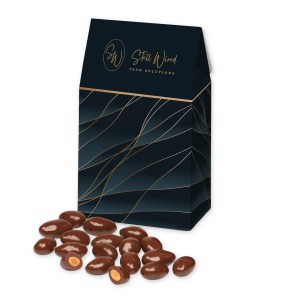 Navy & Gold Gable Top Gift Box w/Chocolate Covered Almonds 1 Navy & Gold Gable Top Gift Box w/Chocolate Covered Almonds 1