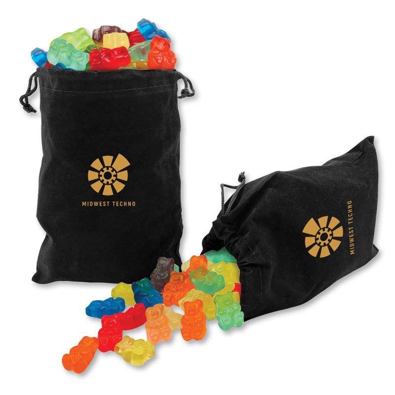 Gummi Bears in Black Velour Gift Bag 1 Gummi Bears in Black Velour Gift Bag 1