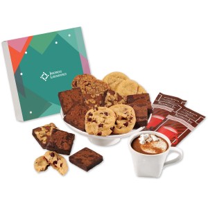 Gourmet Cookie & Brownie Gift Box with Green Geometric Sleeve 1 Gourmet Cookie & Brownie Gift Box with Green Geometric Sleeve 1
