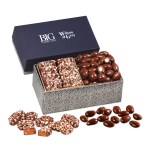 Navy & Silver Gift Box w/Chocolate Almonds & English Toffee 1 Navy & Silver Gift Box w/Chocolate Almonds & English Toffee 1
