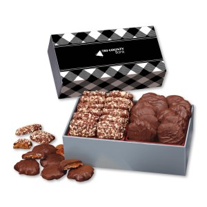 Black Plaid Gift Box w/Toffee & Pecan Clusters 1 Black Plaid Gift Box w/Toffee & Pecan Clusters 1