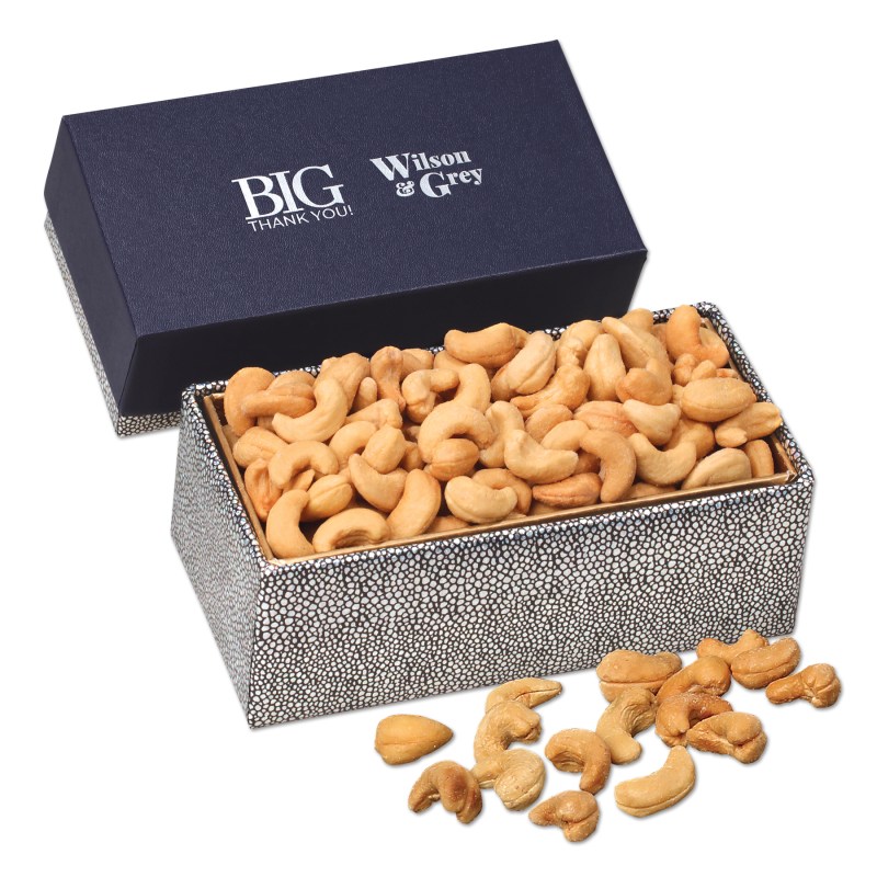 Navy & Silver Gift Box w/Fancy Cashews 1 Navy & Silver Gift Box w/Fancy Cashews 1