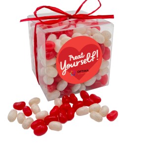 Lovely Acetate Cube with Red & White Jelly Belly® Jelly Beans 1 Lovely Acetate Cube with Red & White Jelly Belly® Jelly Beans 1