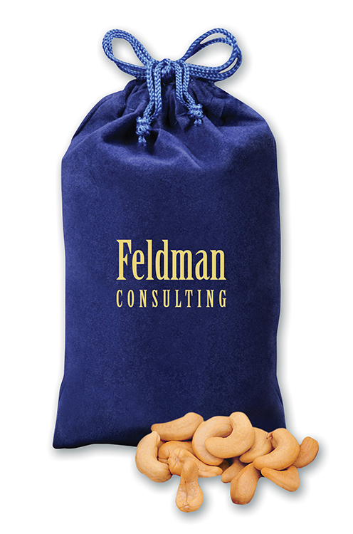 Blue Velour Gift Bag w/Extra Fancy Cashews 1 Blue Velour Gift Bag w/Extra Fancy Cashews 1