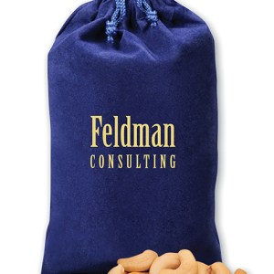 Blue Velour Gift Bag w/Extra Fancy Cashews 1 Blue Velour Gift Bag w/Extra Fancy Cashews 1